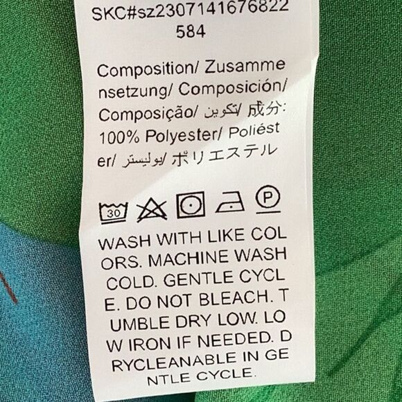 SHEIN NEW BOHOFLORAL PRINT ASYMMETRICAL NECK LANTERN SLEEVES BLOUSE TOP HOT PINK - Picture 7 of 7